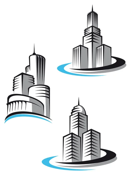 Felhőkarcolók szimbólumok — Stock Vector