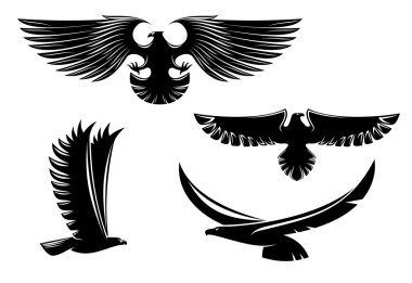 Heraldry eagle symbols and tattoo clipart