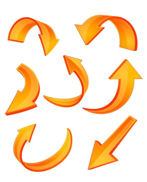 Glossy orange arrow icons — Stock Vector