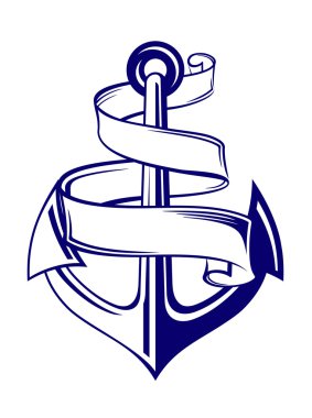 Anchor with ribbon clipart