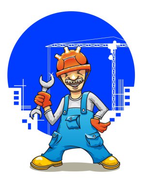 Funny smiling builder clipart