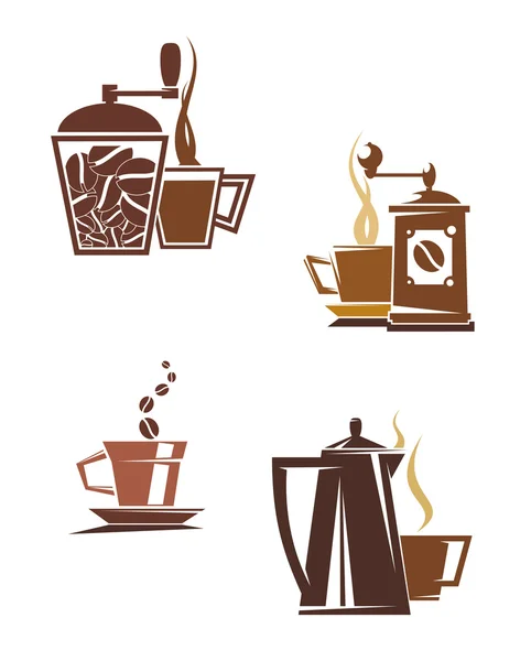 Kávé és tea szimbólumok és ikonok — Stock Vector