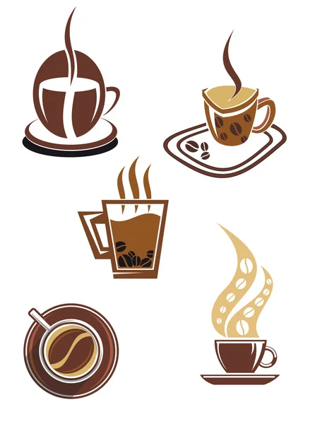 Kávé és tea szimbólumok és ikonok — Stock Vector