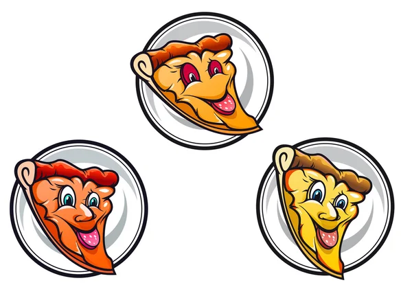 Símbolos de pizza dos desenhos animados — Vetor de Stock