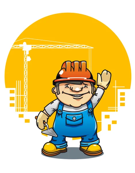Funny smiling builder — Stock Vector