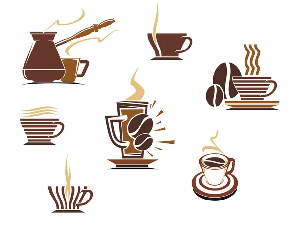 Simboli e icone di caffè e tè — Vettoriale Stock
