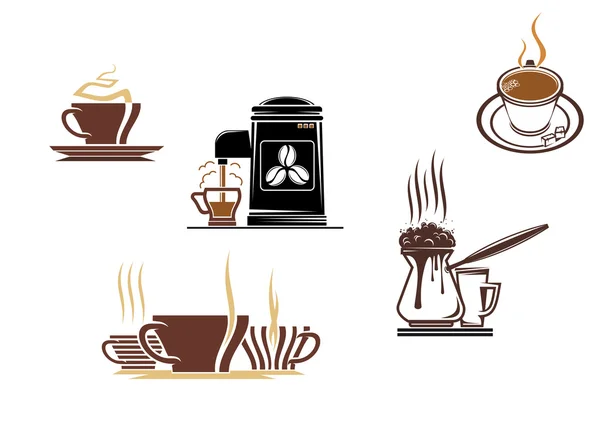 Coffee and tea symbols and icons — Stock Vector