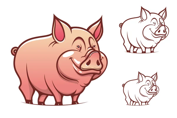 Porco rosa dos desenhos animados — Vetor de Stock