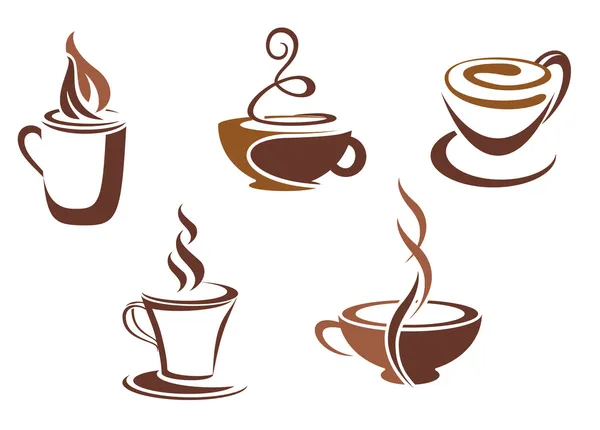 Koffie en thee symbolen en pictogrammen Rechtenvrije Stockvectors