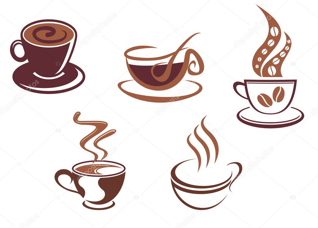 Coffee and tea symbols and icons