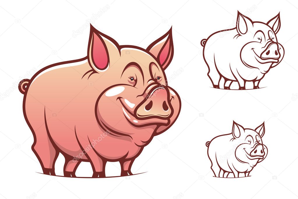 Cartoon pink pig