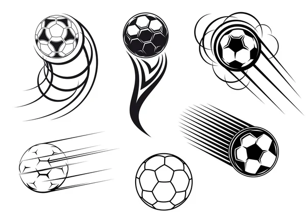 Football and soccer symbols and mascots — Stock Vector