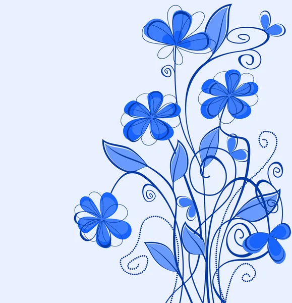 Niebieskim tle kwiatów — Wektor stockowy