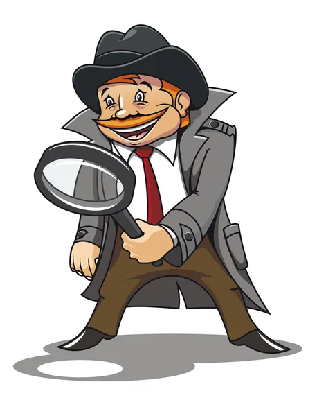 Detective with magnifying glass — Stock Vector