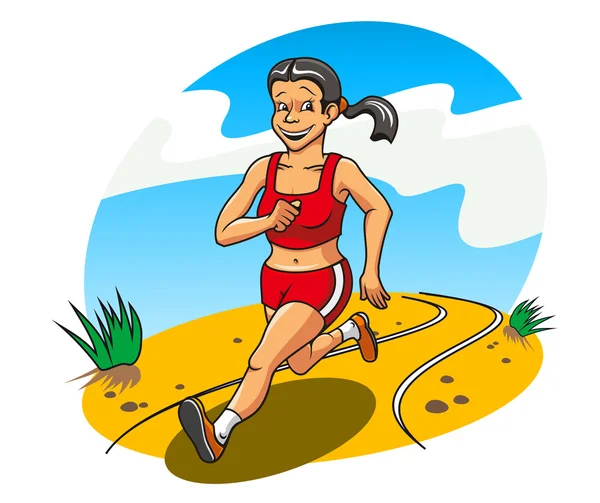 Glad löpande kvinna — Stock vektor