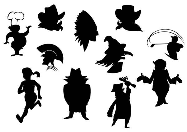 Ensemble de silhouettes de dessin animé — Image vectorielle