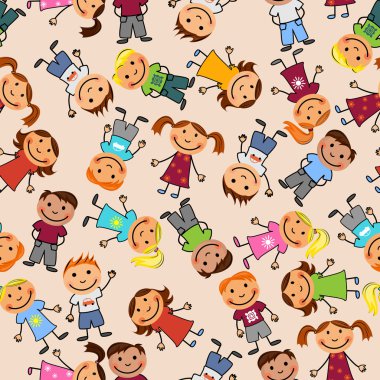 Boys and girls seamless pattern clipart