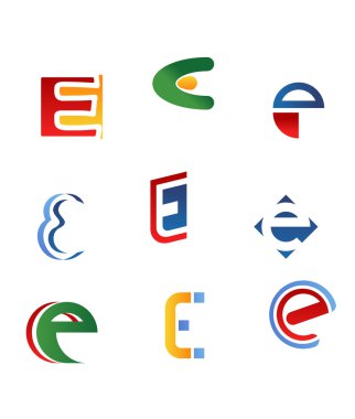 Letter E symbols clipart