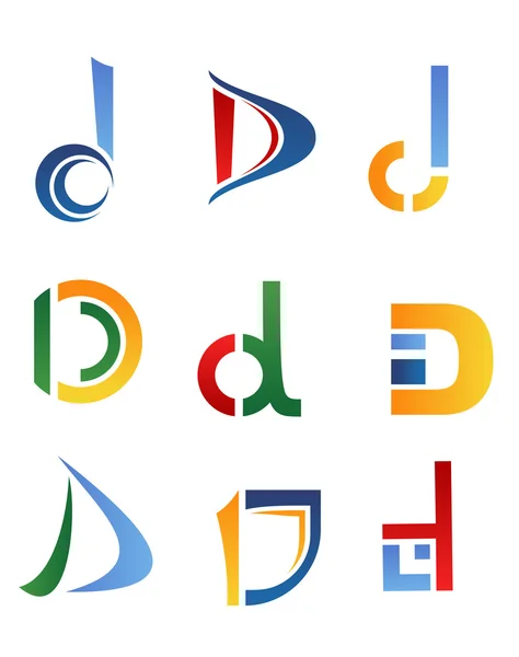Letter D symbols — Stock Vector