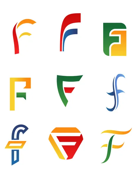 Letra F símbolos — Vetor de Stock