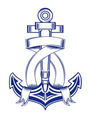 Heraldic anchor with ribbons clipart