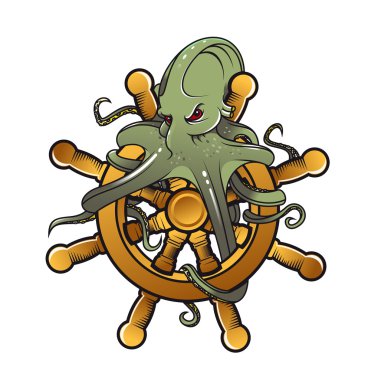 Octopus on steering wheel clipart