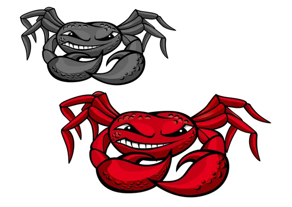 Red angry crab with claws — Stock Vector