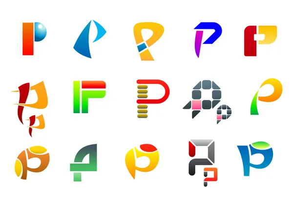 Symbols of letter P — Stock Vector