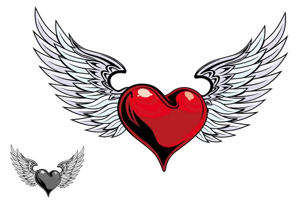 Heart with wings for tattoo design or emblem Vector Image