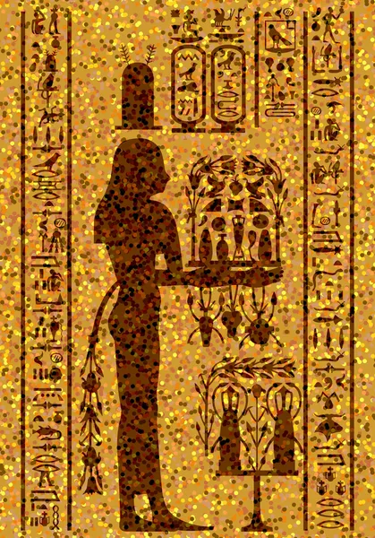 Hieróglifos egípcios e afrescos — Vetor de Stock