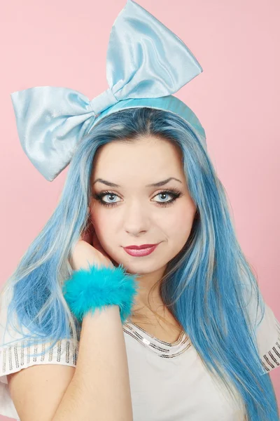 Malvina with the blue hair — Stock Photo, Image
