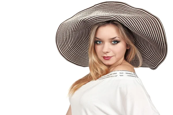 Donna in grande cappello — Foto Stock