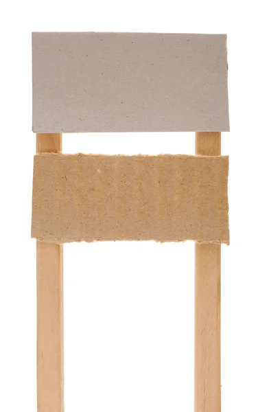 Sinal de papelão isolado sobre fundo branco — Fotografia de Stock
