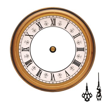 Vintage wall clock isolated on white background clipart