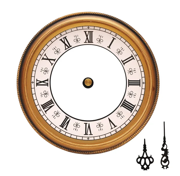 Старовинні настінні годинники ізольовані на білому тлі — стокове фото