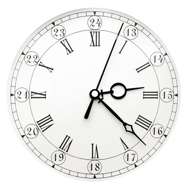 白色背景的老式时钟 — 图库照片