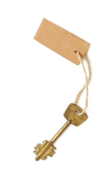 Παλιό κλειδί και λευκά label για το μήνυμα κειμένου σας — Φωτογραφία Αρχείου