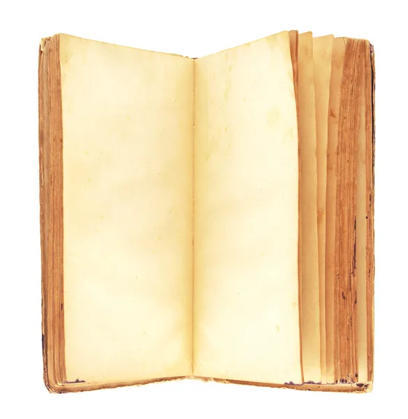 Ein altes Buch mit leeren, gelb gefärbten Seiten — Stockfoto