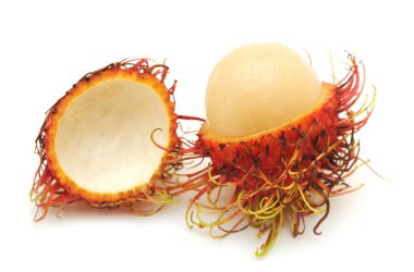 açılan rambutan rambutan beyaz zemin üzerine yemek hazır