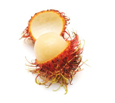 açılan rambutan rambutan beyaz zemin üzerine yemek hazır