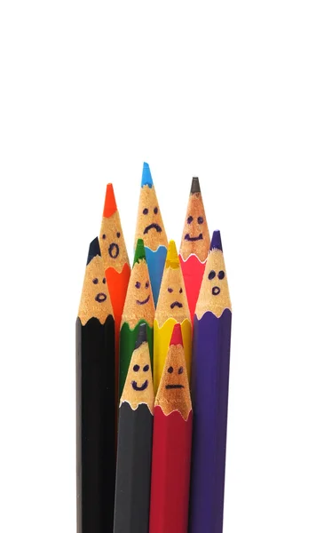 铅笔的快乐集团面临作为社会网络 — 图库照片