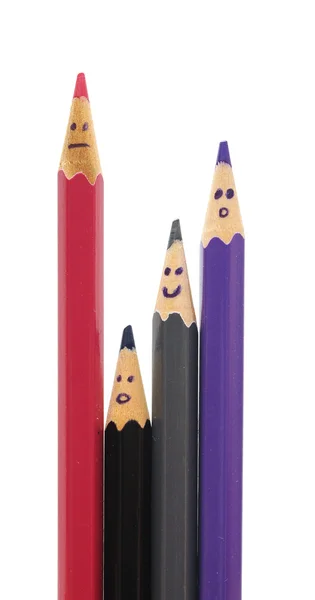 Kalem yüzler mutlu bir grup sosyal ağ olarak — Stok fotoğraf