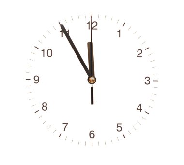 Wall clock isolated on white background showing time clipart