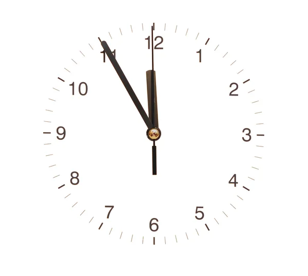 Ρολόι τοίχου που απομονώνονται σε λευκό φόντο, δείχνει την ώρα — Φωτογραφία Αρχείου