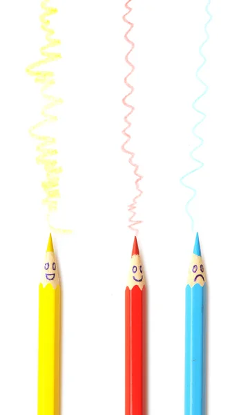 Grupo feliz de rostos de lápis — Fotografia de Stock