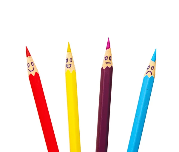 Kalem yüzler mutlu bir grup sosyal ağ üzerinde beyaz izole olarak — Stok fotoğraf
