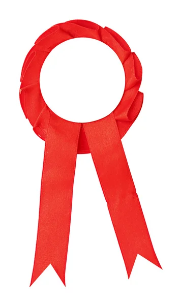 A red ribbon is a symbol for success and first prize. Isolated o — Stock Photo, Image