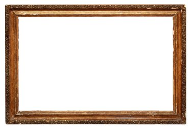 Empty golden vintage frame isolated on white background clipart