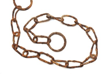 Very old rusty chain isolated on a white background clipart