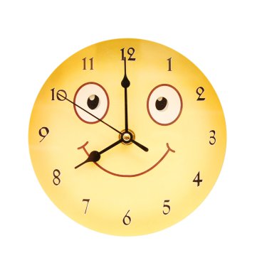Round toy clock isolated in white background clipart
